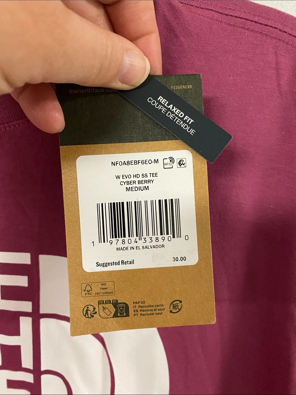 The North Face Berry Maroon Logo Tee. NWT - Picture 2 of 3